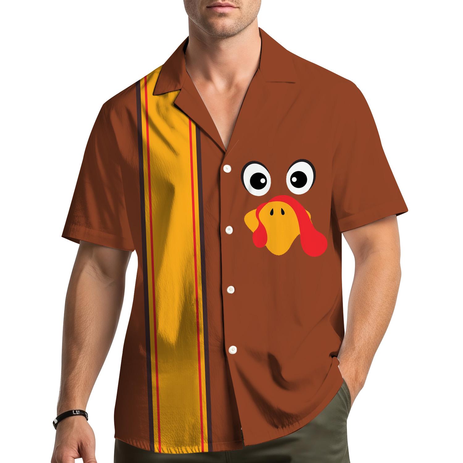 Men's Autumn Harvest Watercolor Pumpkin Hawaiian Shirt – Casual Short Sleeve Button Down For Beach & Vacation