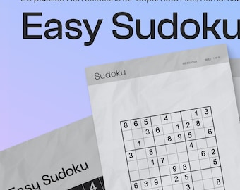 May include: A black and white image of two Sudoku puzzles on a white background. The text "Easy Sudoku" is at the top of the image. The text "Sudoku" is at the top of each puzzle. The puzzles are numbered 1 through 9.