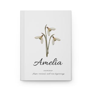 Notizbuch Name Monogramm, gepresste Blume, Geburtsblume, Hardcover Journal | Personalisiertes botanisches Notizbuch mit Blumen