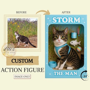 Personalized Action Figure Collection for Pets | Digital Pet Portraits | Toy Figure Design | Custom Toy Box Art as Pet Lover Gift
