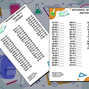 400 Math Tasks Addition up to 100 - 1st Grade & 2nd Grade - Exercises Tasks Mental Calculation Elementary School School Help Learning Calculating