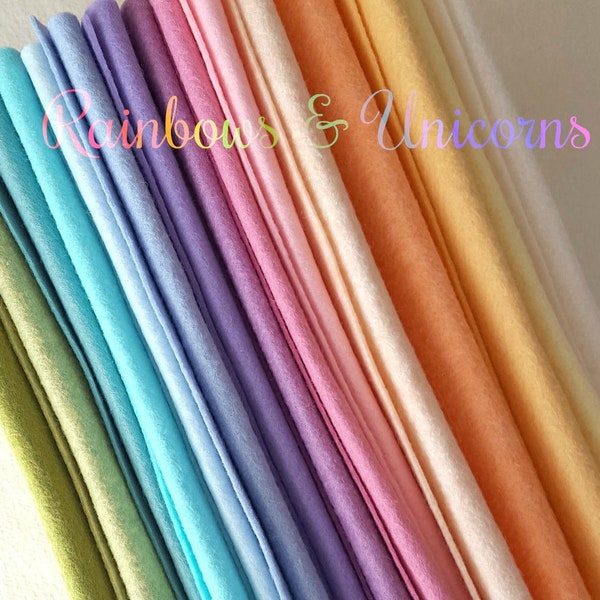 Rainbows and Unicorns Wool Blend Felt Collection - 15 9x12 Sheets