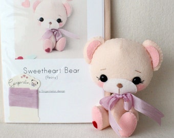 Peony Sweetheart Bear Pattern Kit (fieltros PURE)