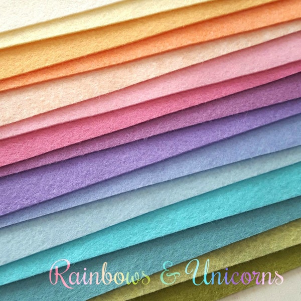 Rainbows and Unicorns Wool Blend Felt Collection - 15 6x9 Sheets