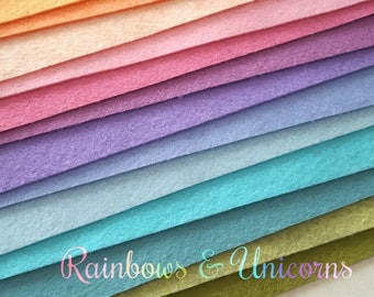 Rainbows and Unicorns Wool Blend Felt Collection - 15 6x9 Sheets