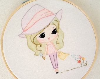 Garden Girl pdf Embroidery Pattern - Instant Download