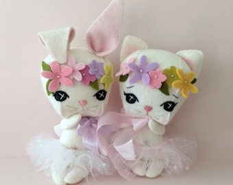 Floral Kitty and Bunny pdf Pattern