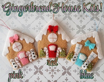 Gingerbread House Kits - Pink, Red or Blue