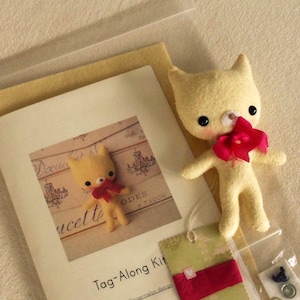 Tag-Along Kitten Pattern Kit, Plush Kitten Pattern, Plushie Pattern, Easy to Sew Pattern, Toy Pattern image 1