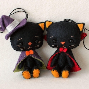 Halloween Itty Bitty Vampire and Witch Kitties pdf Pattern image 1