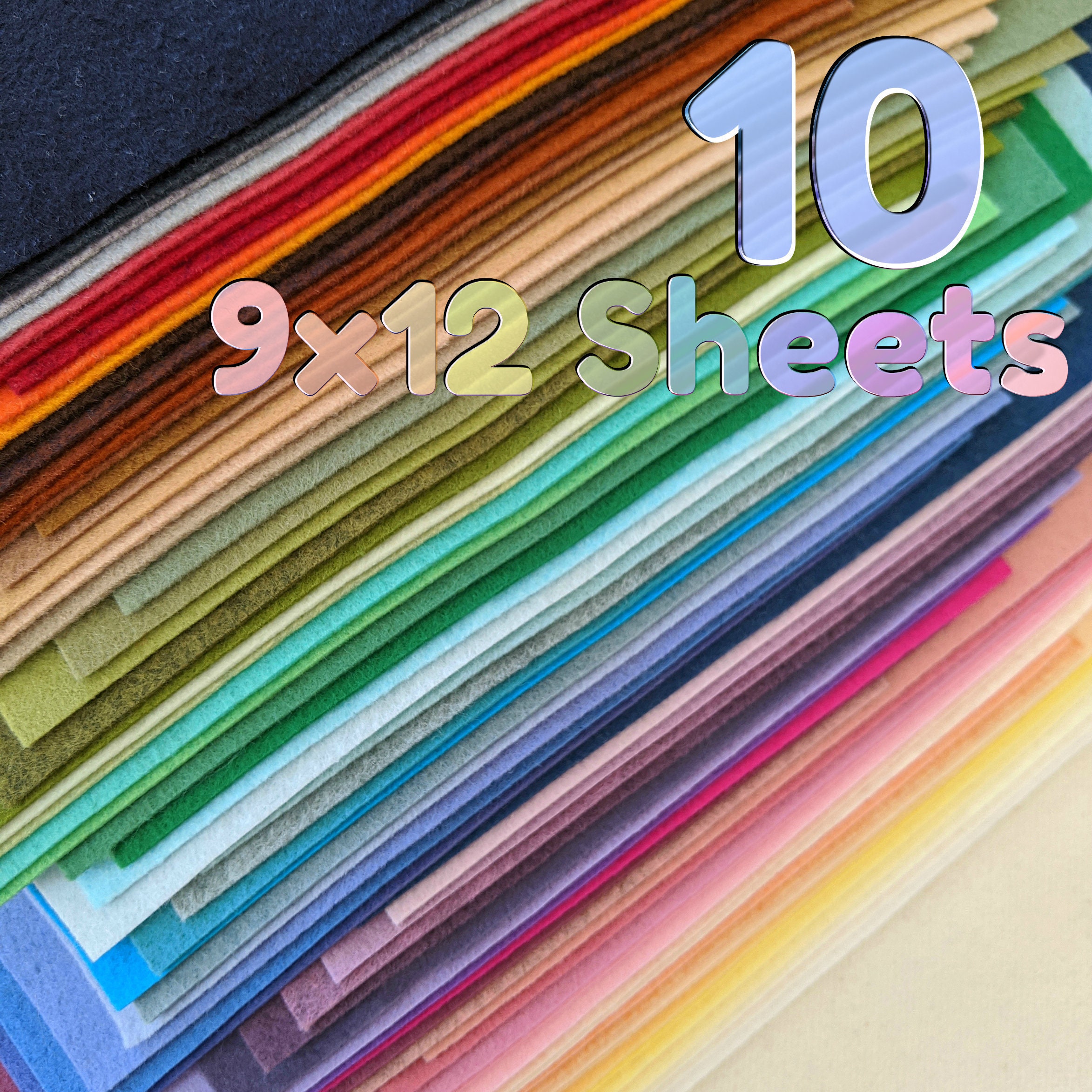 Premium Felt Pack 10 or 50 Sheets - 12x12 - 30 Colors - Soft Wool-Like  1.2mm