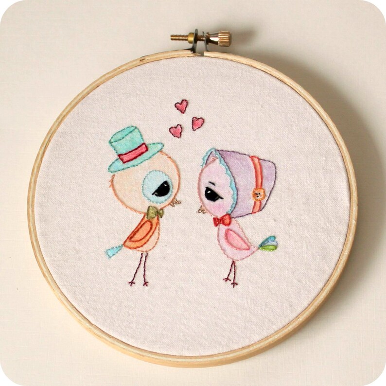 Love Birds pdf Embroidery Pattern Instant Download image 4