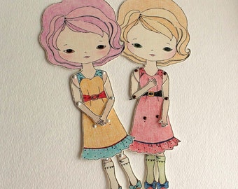 Articulated Paper Doll Prints - Cinnamon and Lavender - Instant Download