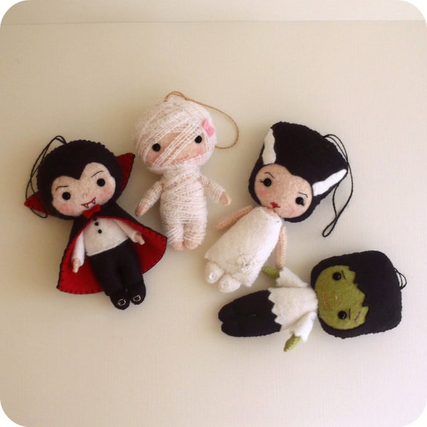 Halloween Pack - Dracula, Frankenstein, Bride, Mummy pdf Patterns