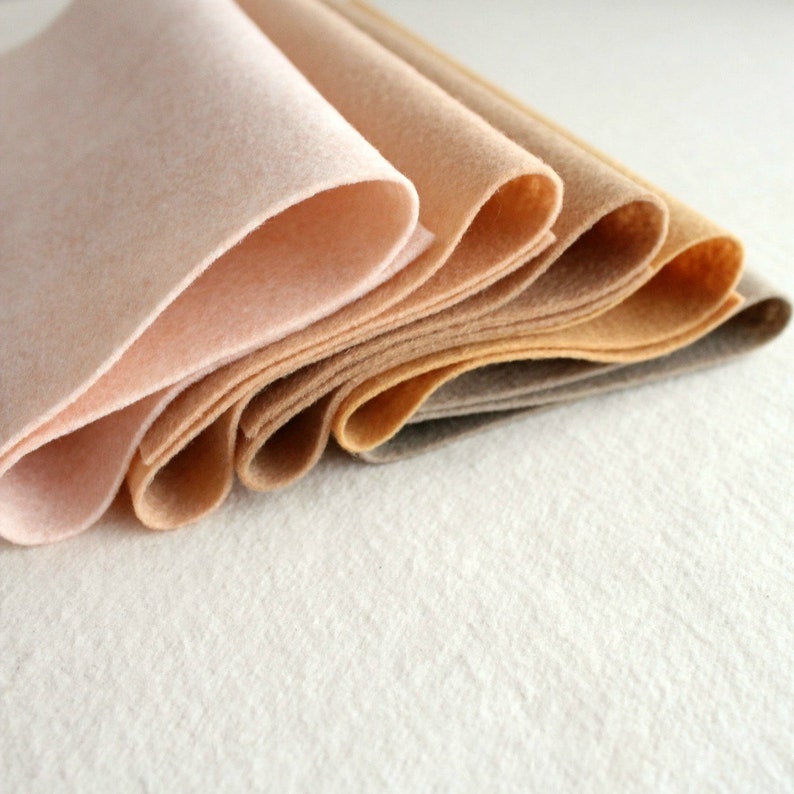 Skin Tones Merino Wool Blend Felt 5 9x12 Sheets image 1