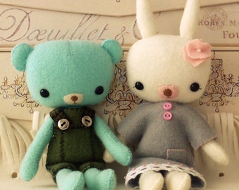 Pocket Teddy and Bunny pdf Pattern - Instant Download