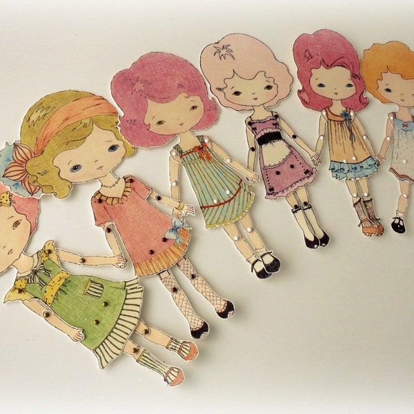 Collection of Seven Colour-Your-Own Paper Dolls