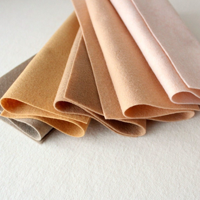 Skin Tones Merino Wool Blend Felt 5 9x12 Sheets image 3