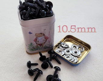 10.5mm Black Craft Safety Eyes / Amigurumi Eyes / Animal Eyes / Plastic / Doll Eyes - 10 pairs