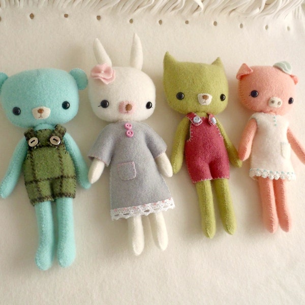 Set of Four Pocket Pals pdf Patterns - Instant Download