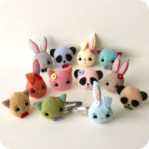 Panda, Hase und Kätzchen Brosche und Haarspange pdf Pattern - Instant Download