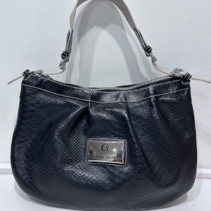Carmen Steffens Women’s Black Snake Leather Shoulder Bag Silver Hardware