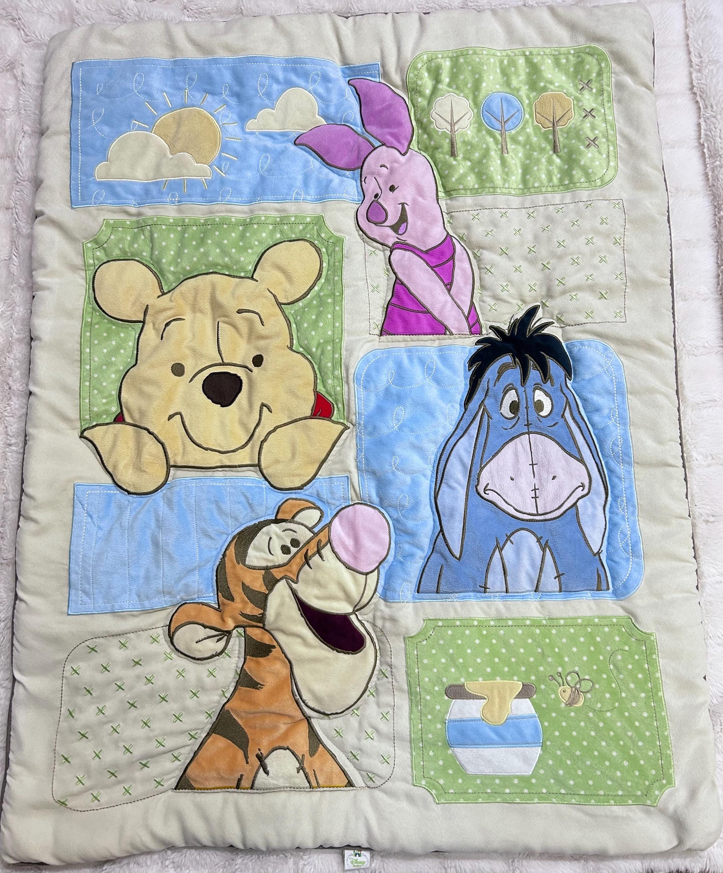 Disney Winnie The Pooh Quilted Crib Comforter Baby Blanket Piglet Tigger Eeyore Honey Pot