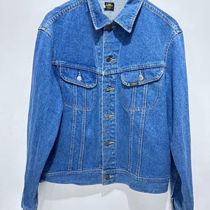 Vintage Unisex Adult Lee Blue Denim Jean Jacket Trucker Jacket Made In Canada 100% Cotton Size 42 /  L