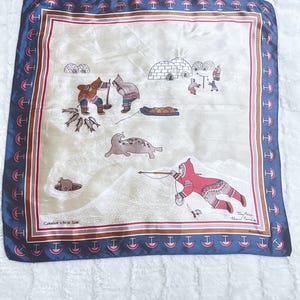 Vintage Skemo Canadian Arctic Scene Square Scarf by Tony & Eleanor