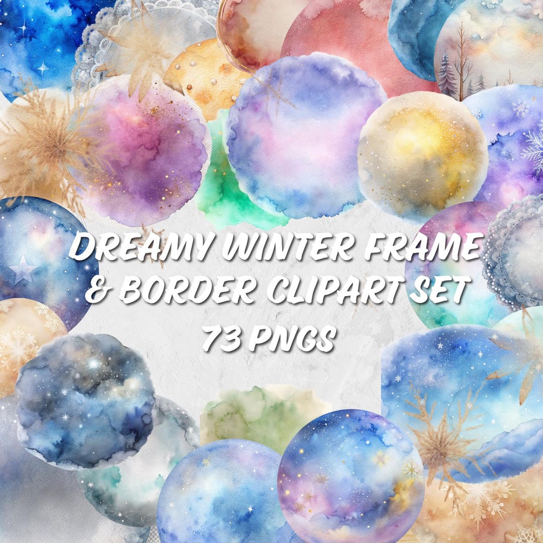 Watercolor Winter Frames Clipart | Snowy PNG Set (digital Download) - Etsy