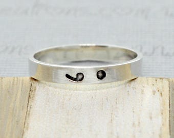 Sterling Silver Semicolon Ring Semi Colon Jewelry Hand Stamped Ring Stackable Ring Stacking Rings, Punctuation Ring, Unisex Christmas gifts