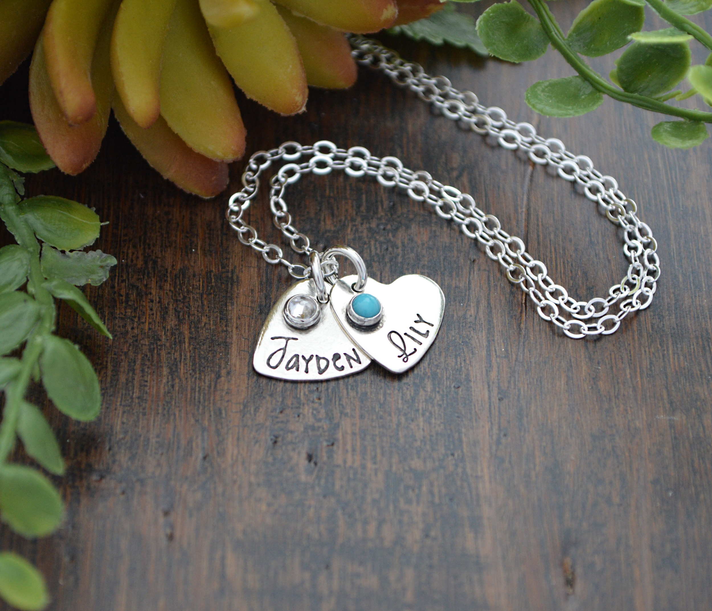 Personalized Heart Necklace with Birthstone Necklace with Name | Etsy