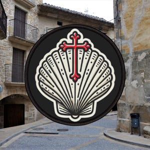 Camino de Santiago Iron-On Patches With Scallop Shell & St. James Cross Buen Camino gift Way of Saint James Sankt Jakobsleden Der Jakobsweg