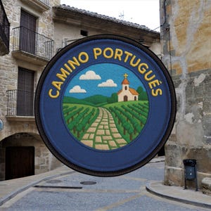 Camino Portugués Central Route Patch Design, Camino de Santiago Iron-On Patch, Buen Camino, Pilgrim gift, Way of Saint James