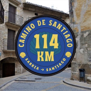 Camino Francés Sarria to Santiago Route Patch Design 114 KM, Camino de Santiago Patch, Buen Camino, Pilgrim gift, Way of Saint James