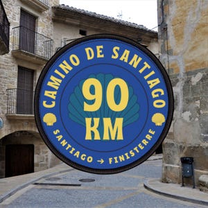 Camino a Fisterra Route Patch Design 90 KM, Camino de Santiago Patch, Buen Camino, Pilgrim gift, Way of Saint James, Finisterre extention