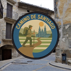 Camino de Santiago Patch Pilgrim Cathedral Retro Graphic Design Buen Camino gift Way of Saint James Sankt Jakobsleden Der Jakobsweg