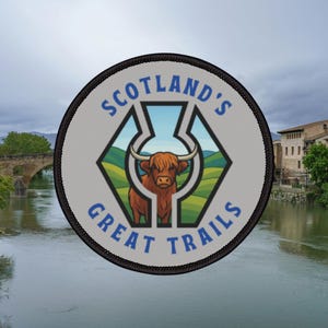 Highland Cow Thistle Patch Scotlands Great Trails Badge | West Highland Way Thistle Hiking WHW Souvenir Iron-On | Hiker Gift