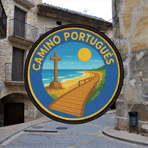 Camino Portugués Ruta Costera Parche Diseño, Camino de Santiago Iron-On Patch, Buen Camino, Regalo de Peregrino, Camino de Santiago
