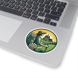 Camino de Santiago Sticker With Woman Pilgrim Scallop Shell Design Buen Camino gift Way of Saint James Sankt Jakobsleden Der Jakobsweg