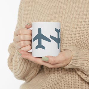 Airplane Ceramic Mug, Travel Lover Gift, Coffee Cup for Jetsetters, Unique Aviation Decor, Perfect for Birthdays or Holidays
