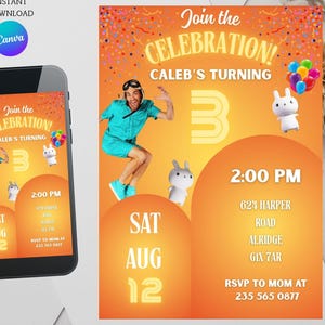 Danny Go Birthday Invitation: Editable Kids Party Invite (Digital Download)
