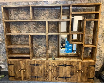 Rustic Bespoke Handmade cupboard Bookcase Made From Reclaimed Pine