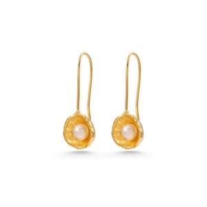 Gold Pearl Drop Earrings, Freshwater Pearl Jewelry, Minimalist Gold Earrings, Elegant Dangle Earrings, Gift for Her, Pearl Drop Earrings