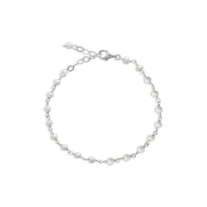 Lalita Silver Pearl Bracelet, Freshwater Pearl Jewelry, Silver Adjustable Bracelet, Elegant Gift for Her, Minimalist Pearl Bracelet
