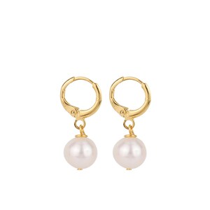 Classic Pearl Earrings, Gold Drop Earrings, Real Pearl Jewelry, Gift for Her, Simple Pearl Hoops, Handmade Earrings, Elegant Accessories