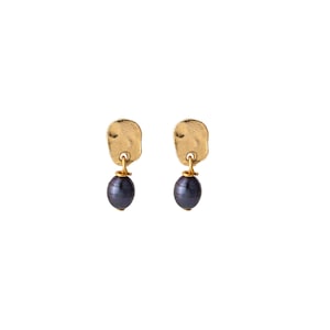 Black Pearl Studs, Gold Stud Earrings, Pearl Jewelry, Dainty Studs, Gift for Her, Minimalist Earrings, Elegant Pearl Studs, Handmade Jewelry