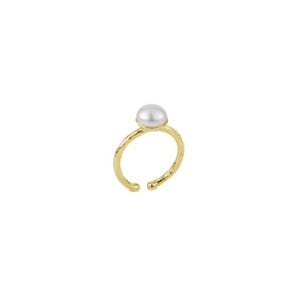 Anello in argento sterling placcato oro con perla d&#39;acqua dolce: gioielli minimalisti regolabili