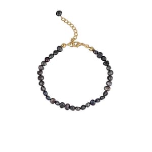 Gold Pearl Bracelet, Black Pearl Jewelry, Freshwater Pearl Bracelet, Elegant Bracelet, Minimalist Bracelet, Gift for Her, Dainty Jewelry