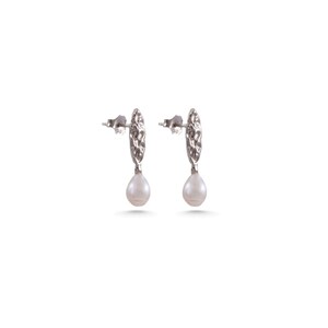 Silver Pearl Earrings, Freshwater Pearl Drop Earrings, Elegant Silver Jewelry, Minimalist Pearl Studs, Gift for Her, Pearl Earrings